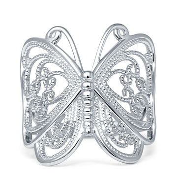 14K White Gold Filigree Design Butterfly Fashion Wedding Engagement Ring Wholesale